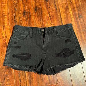 Hollister High Rise Distressed Denim Shorts - Black, Size 11(w30)